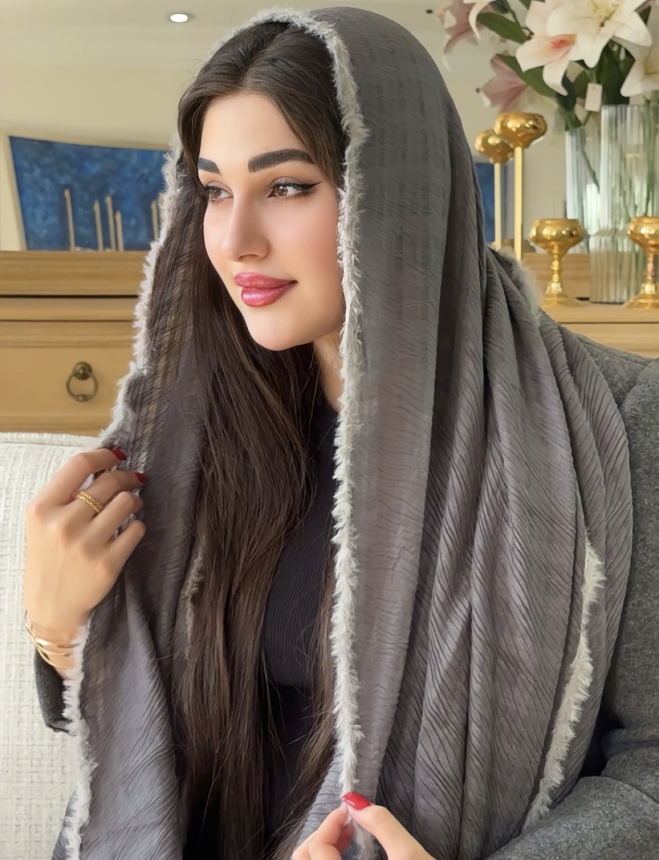 شال برشکا لبه خز