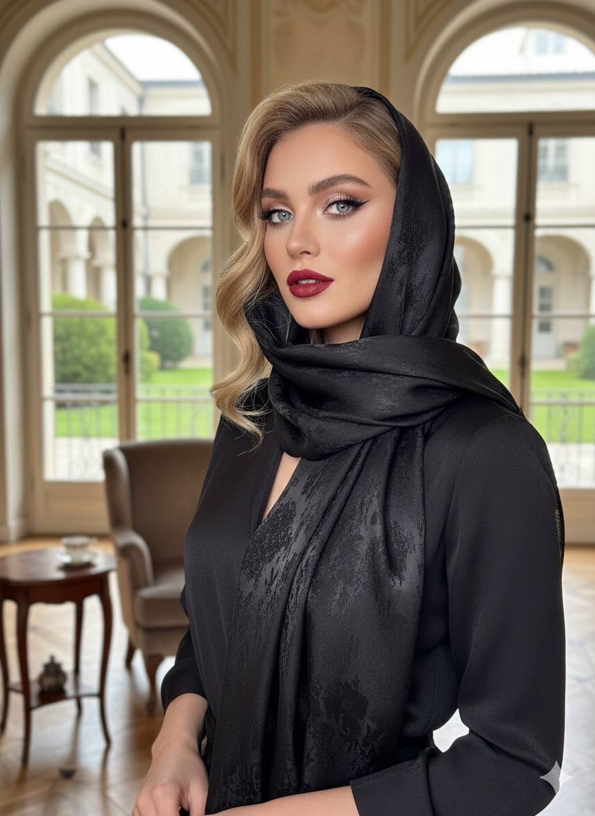 شال مشکی ژاکارد