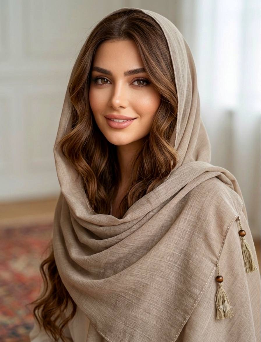 شال نخی منگوله چوبی