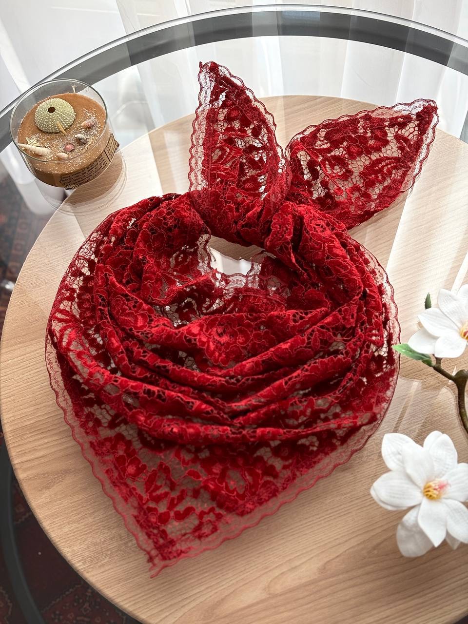 مینی اسکارف سه گوش دور دانتل