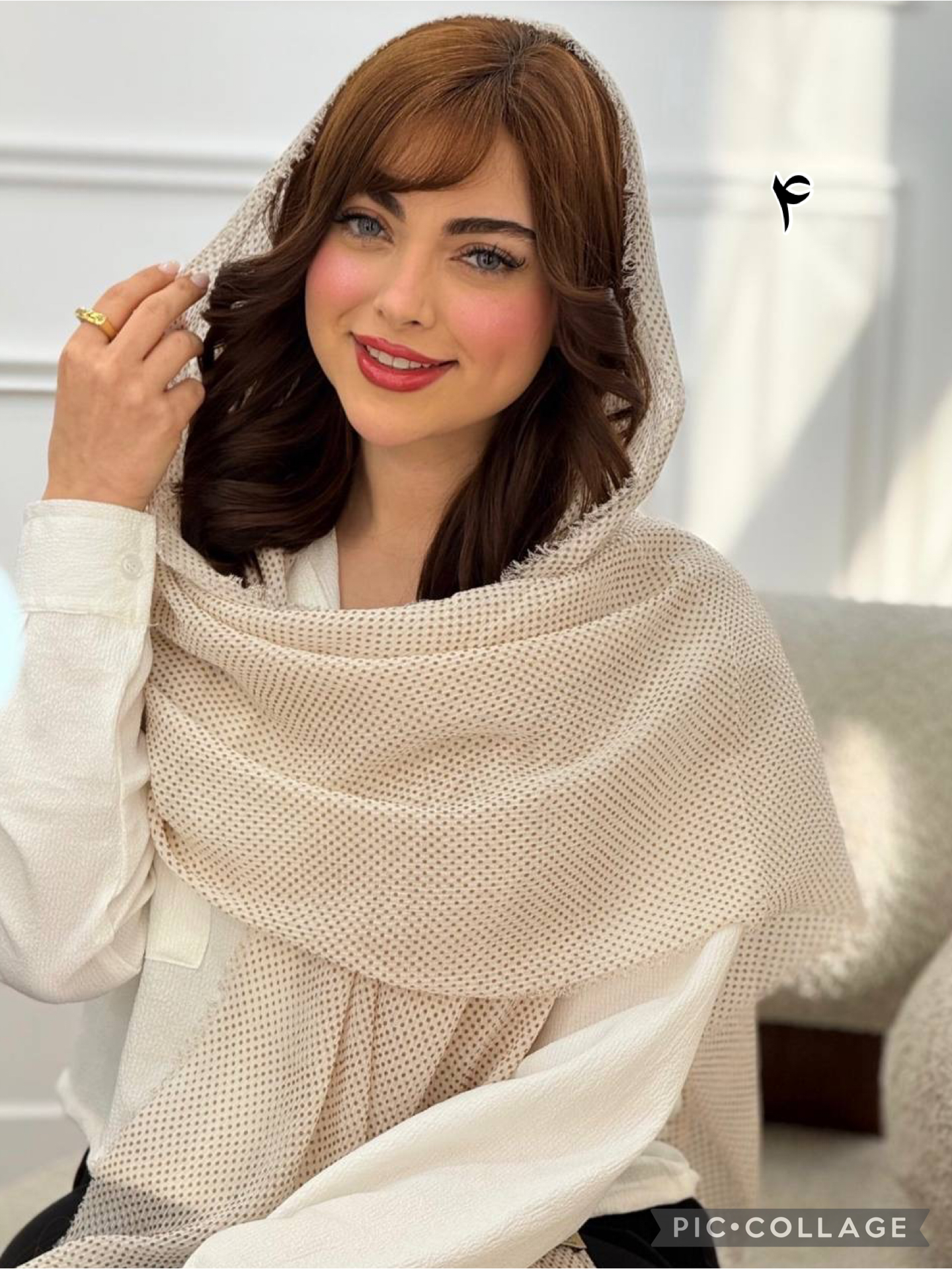 شال پلیسه نخی خال خالی