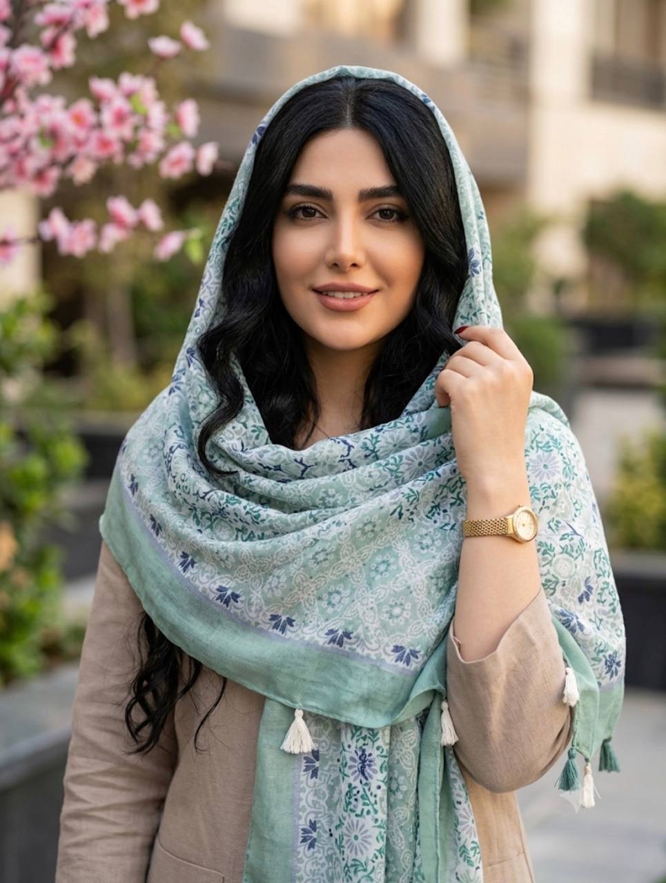 شال نخی تی آر اف trf گلدار کالکشن تابستان