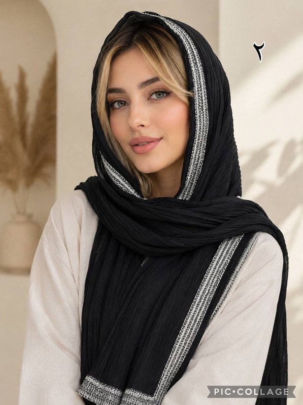 شال مشکی برشکا نخی