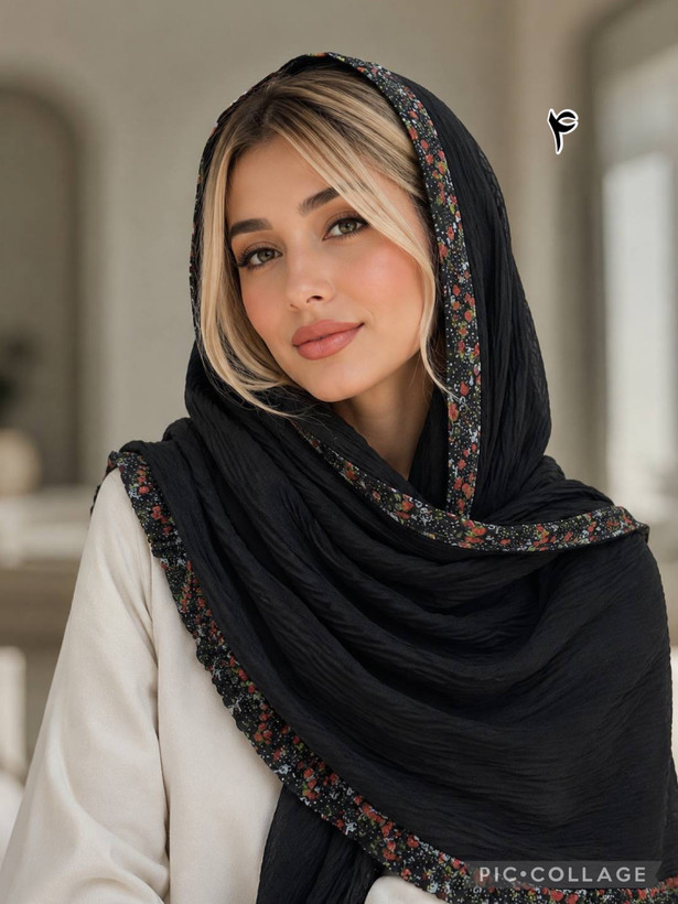 شال مشکی برشکا نخی