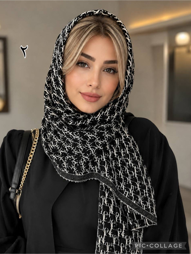 شال مشکی برشکا نخی لمه دار