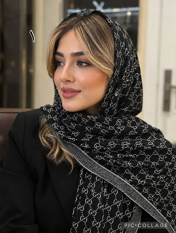 شال مشکی برشکا نخی لمه دار