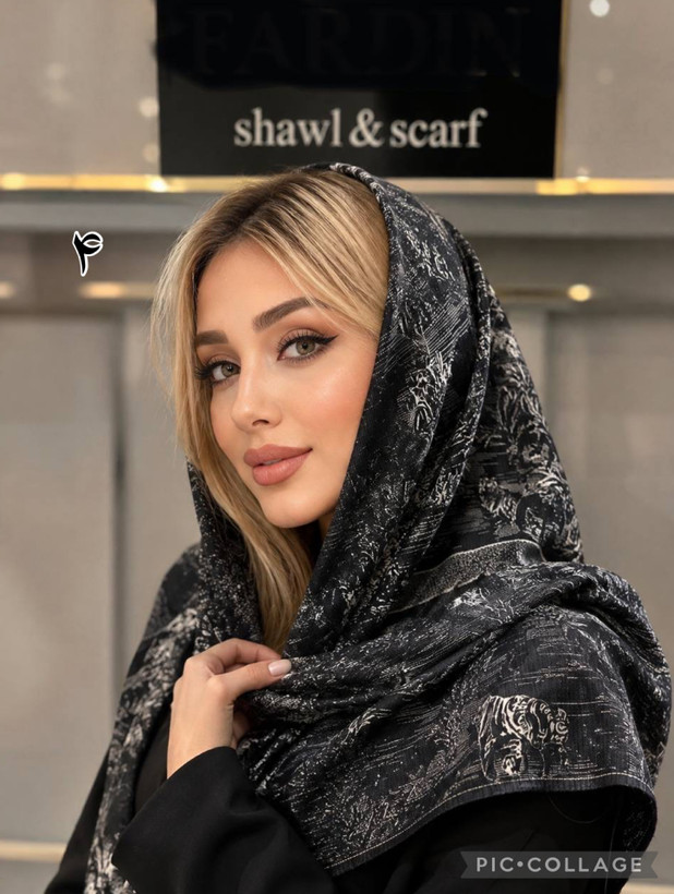 شال مشکی برشکا نخی لمه دار