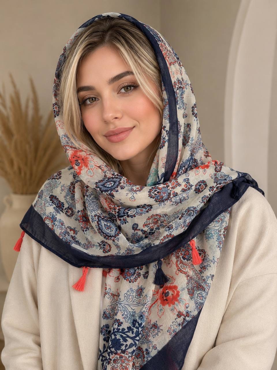 شال نخی تی آر اف trf گلدار کالکشن تابستان