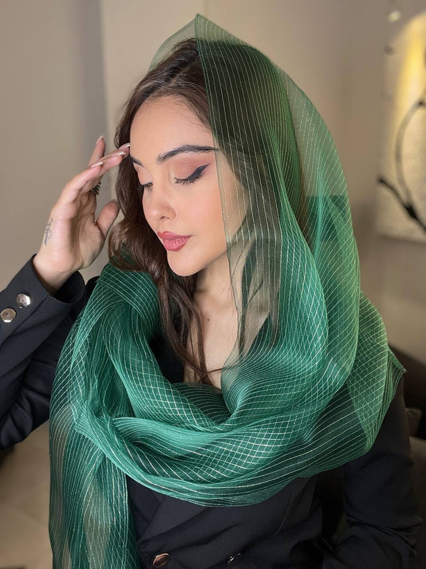 شال حریر ابریشم لمه دار