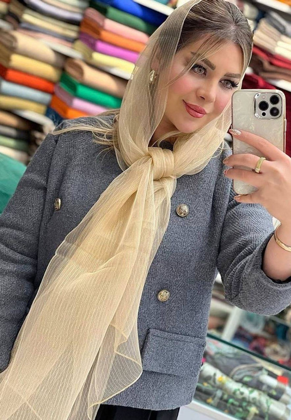 شال حریر ابریشم لمه دار