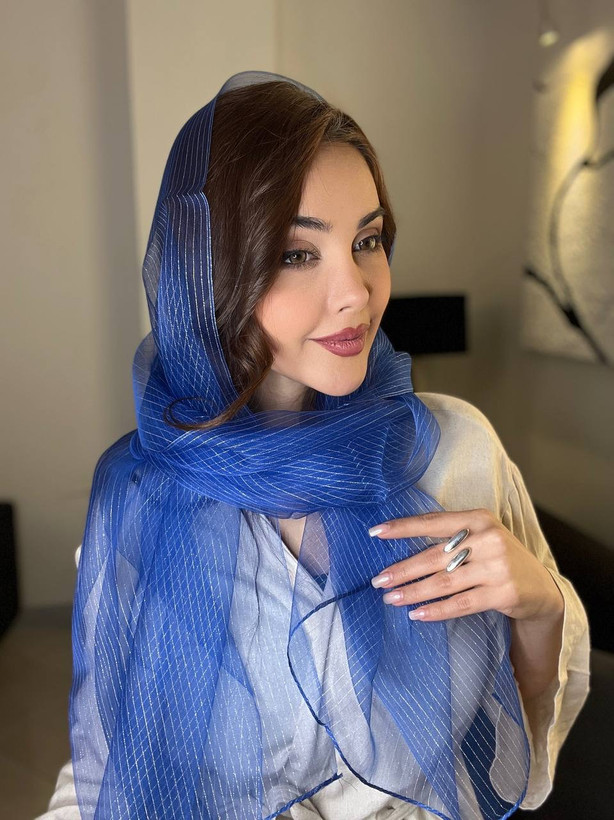 شال حریر ابریشم لمه دار