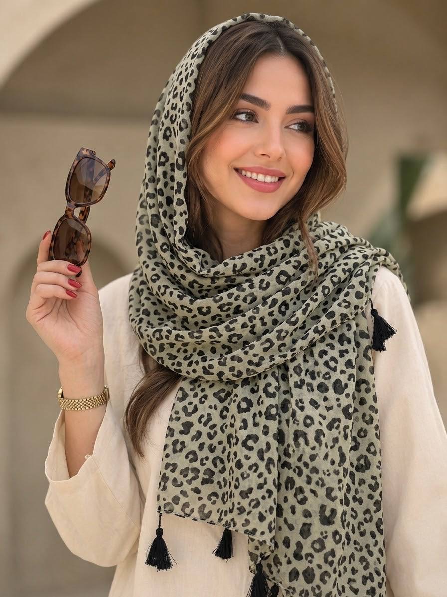 شال نخی تی آر اف trf پلنگی کالکشن تابستان
