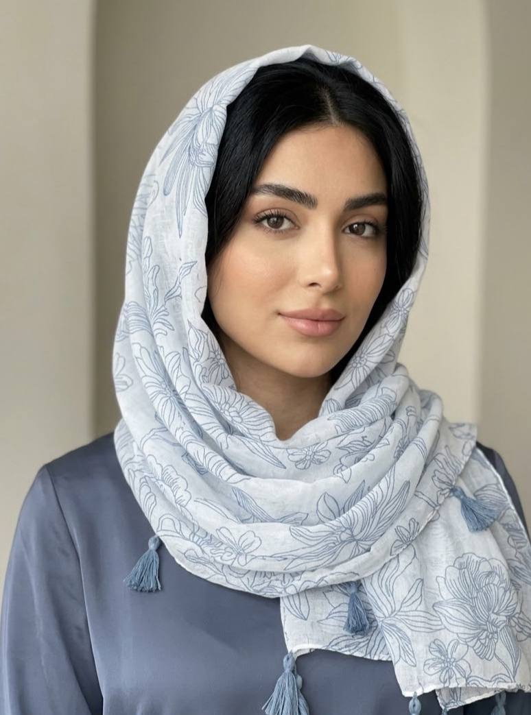 شال تی آر اف trf گلدار شال نخی کالکشن تابستان