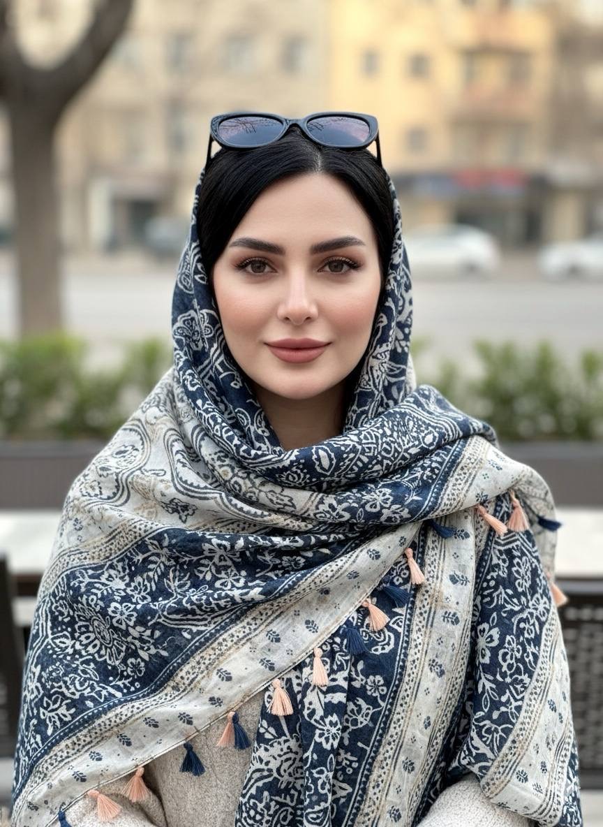 شال تی آر اف trf گلدار شال نخی کالکشن تابستان
