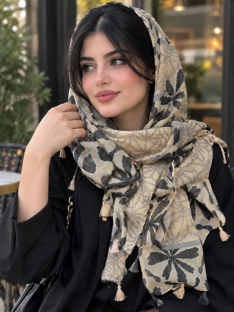 شال تی آر اف trf گلدار شال نخی کالکشن تابستان