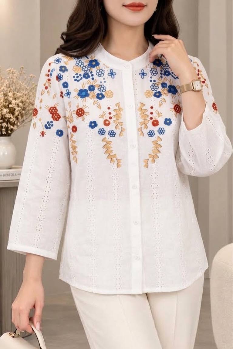 شومیز نخی گلدوزی شده