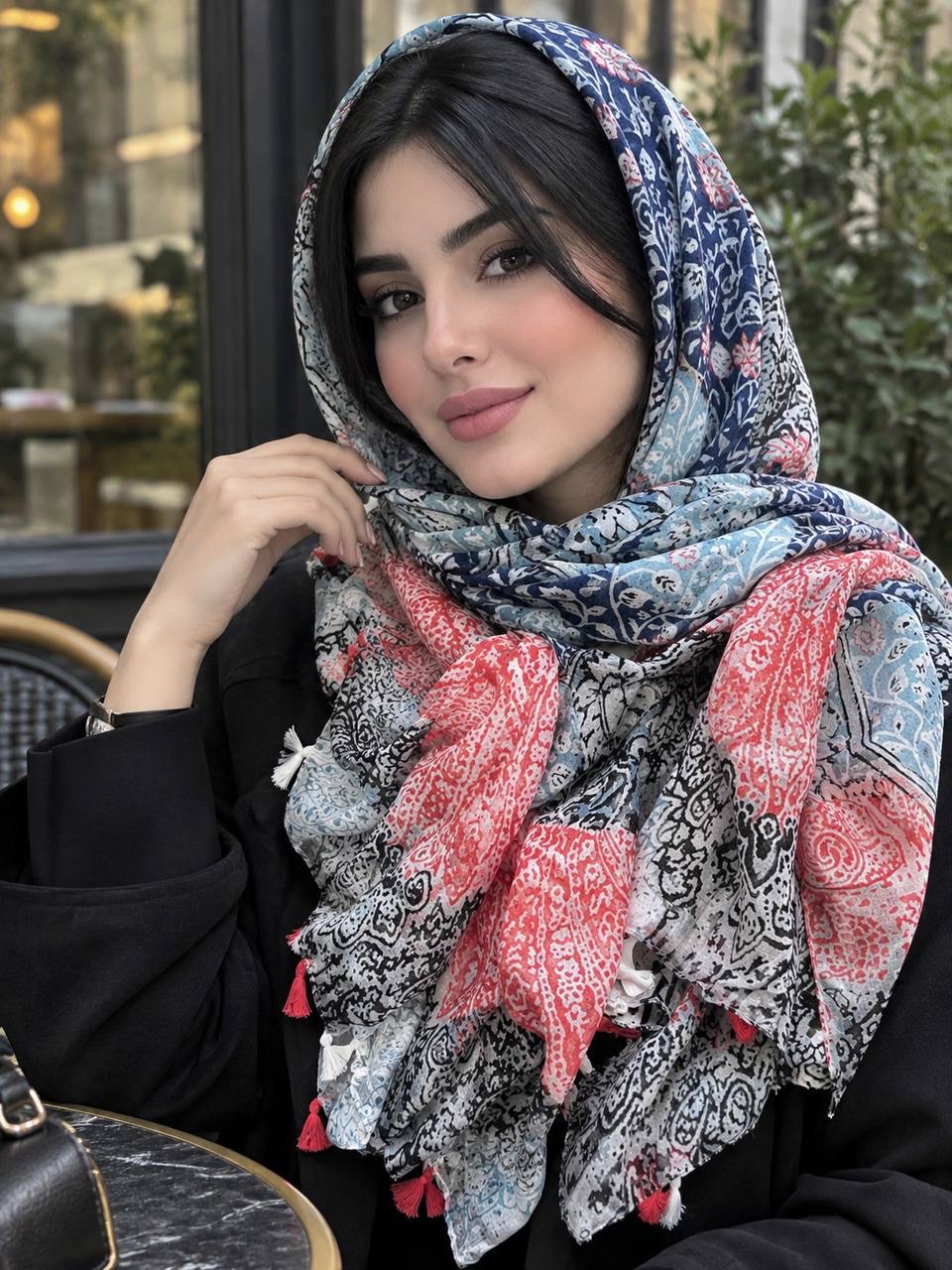 شال تی آر اف trf گلدار شال نخی کالکشن تابستان