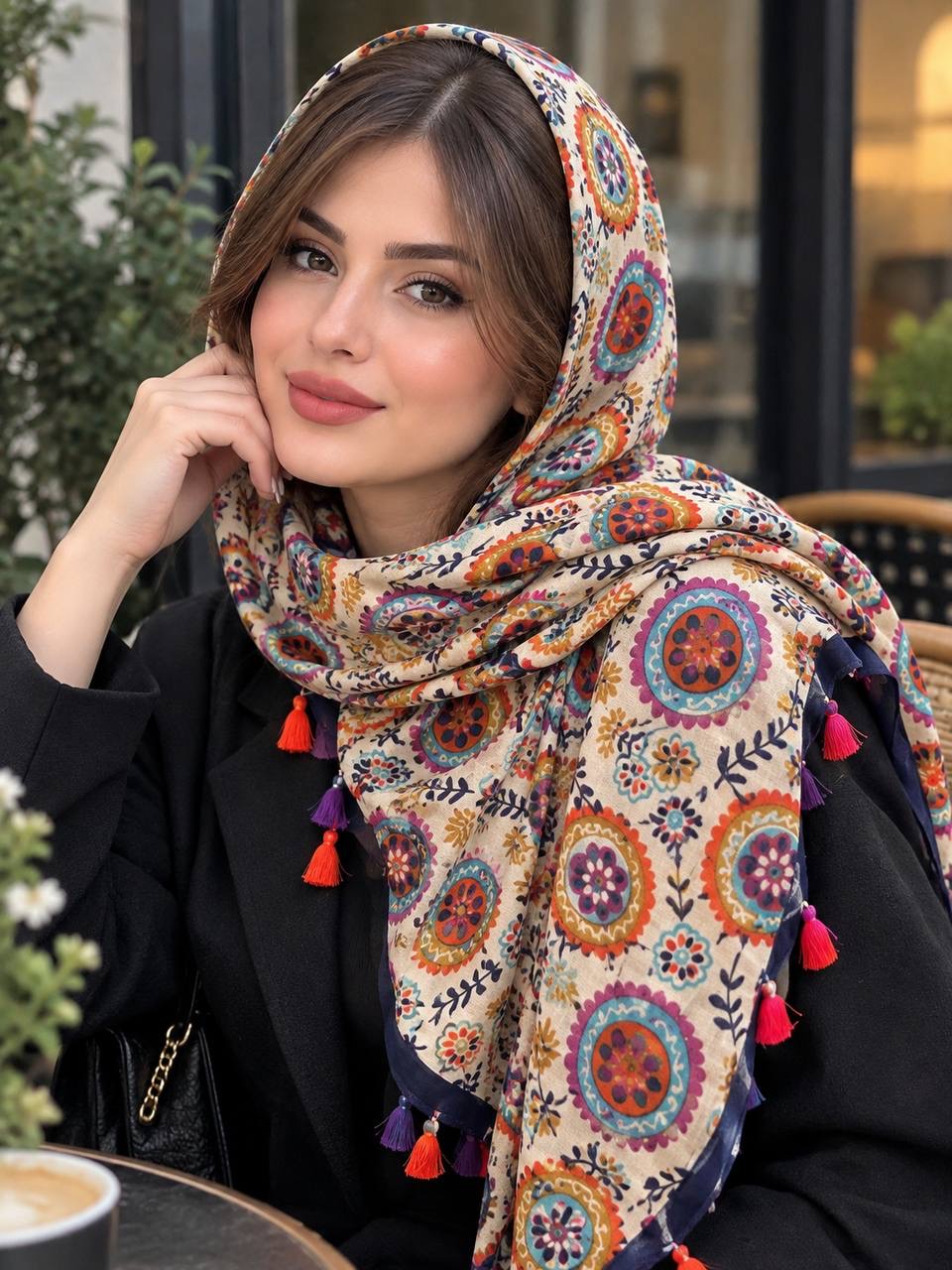 شال تی آر اف trf طرحدار شال نخی کالکشن تابستان