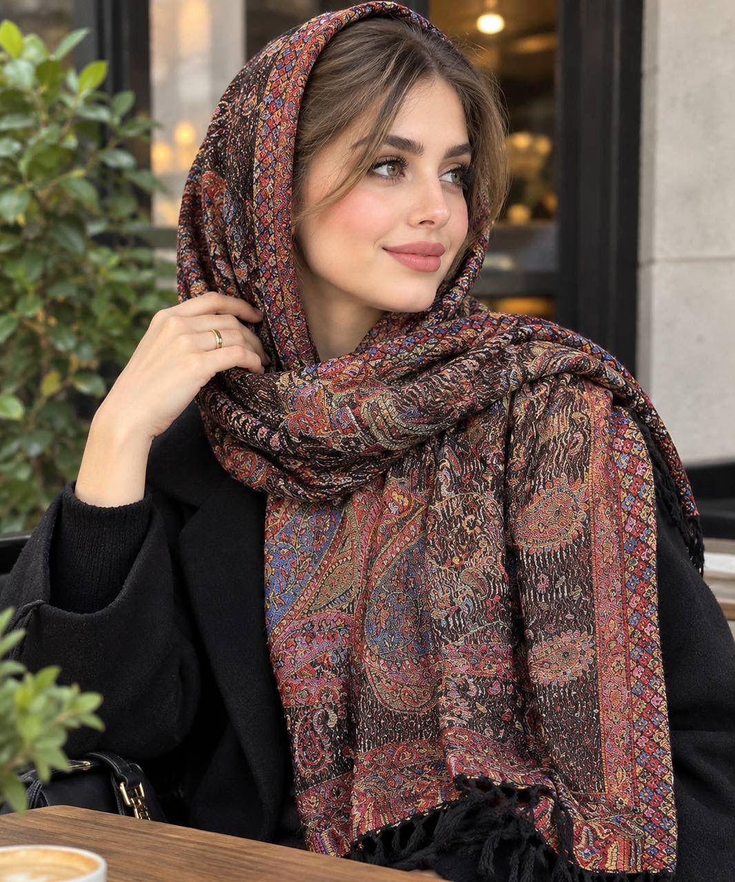 شال کشمیر نخی طرحدار ایتالیایی کالکشن پاییزه
