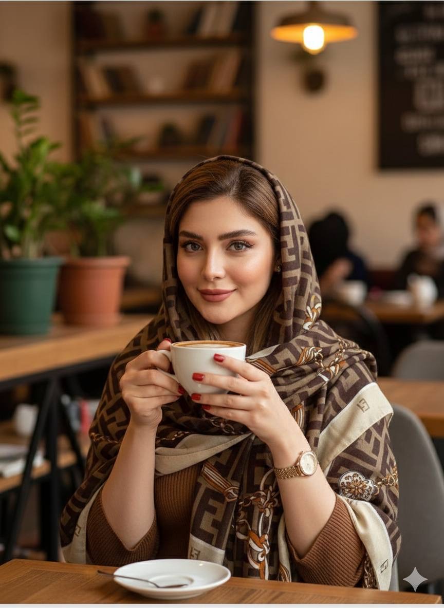 شال سیا اسکارف نخ پنبه وارداتی طرح فندی