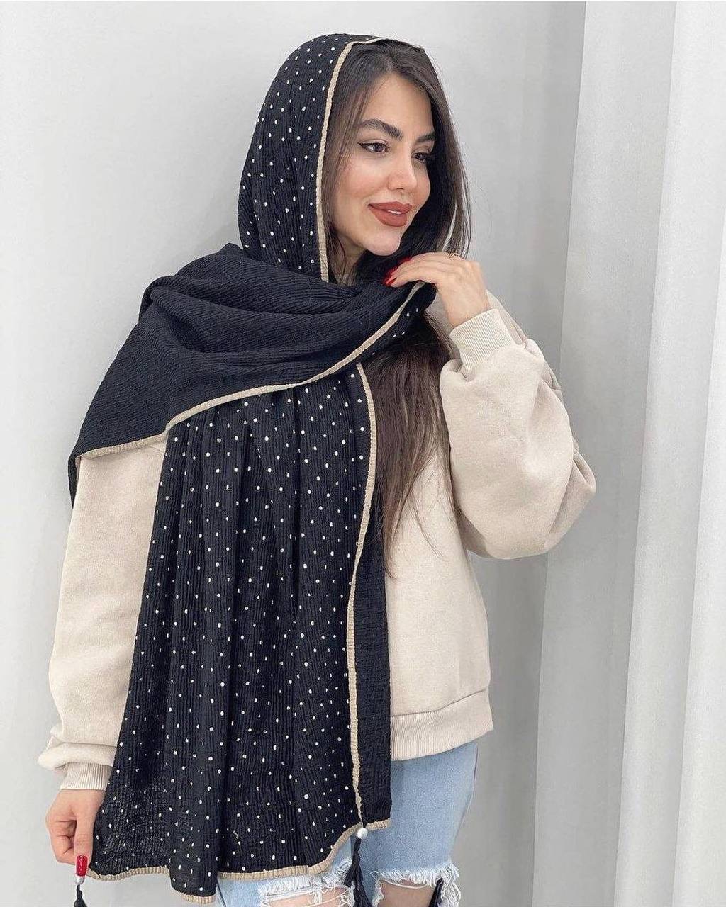 شال مشکی خالدار جیوه ای برشکا دورو